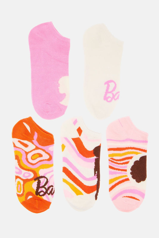 Groovy Barbie 5 Pack Socks - Pink/combo