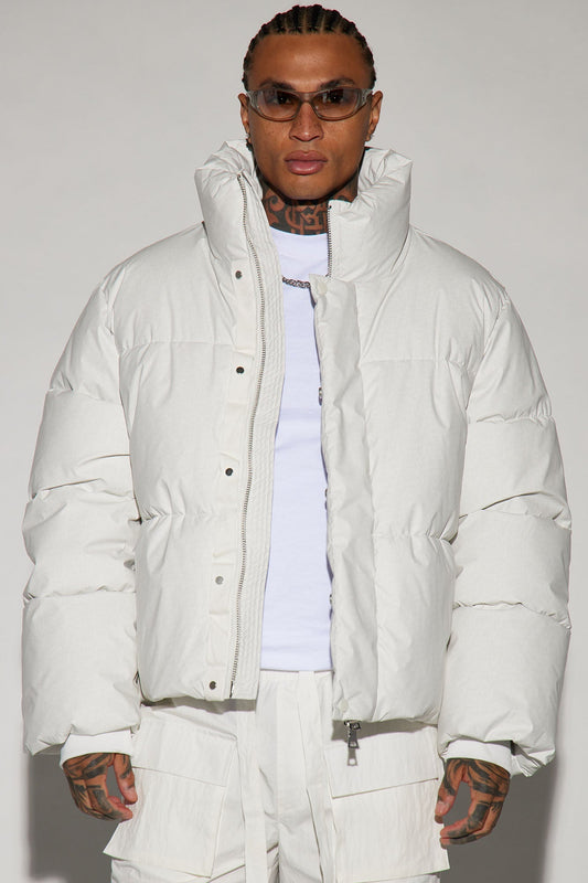 Baxter Heavy Weight Cropped Puffer - White/combo